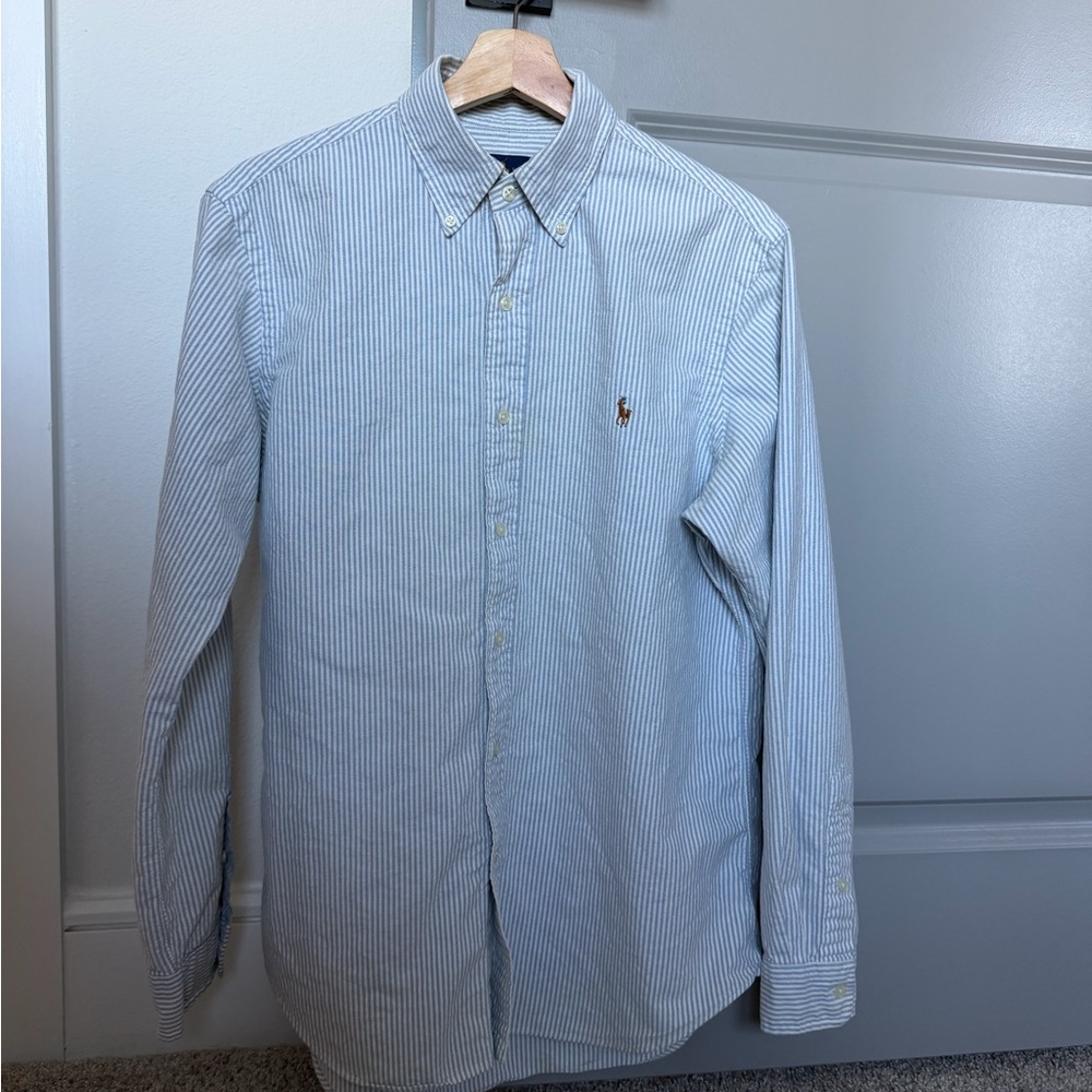 Ralph Lauren Men's Light Blue Pinstripe Shirt